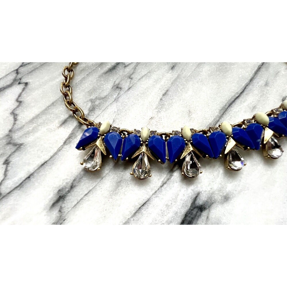 J. Crew Blue and White Rhinestone Statement Necklace